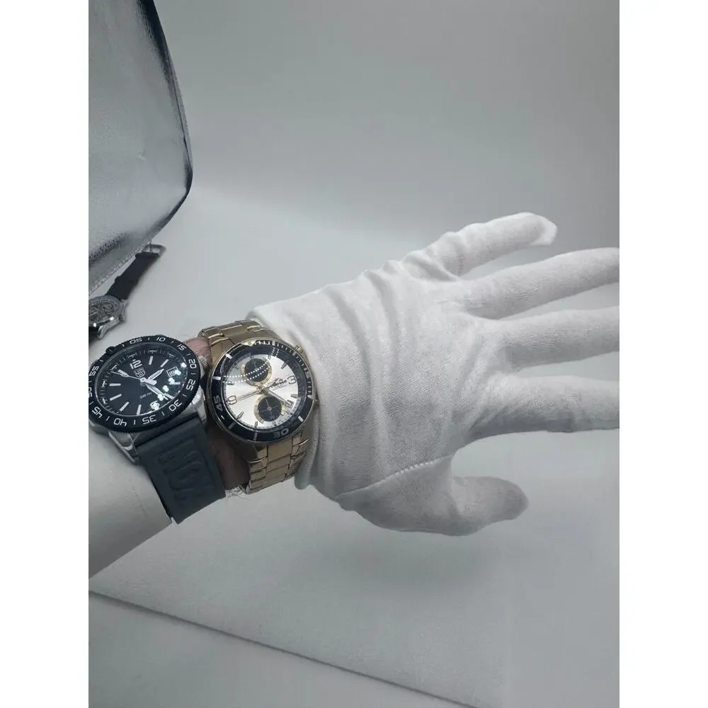 Gold-toned Ellesse Sportiva Chronograph watch 03-0442 silver sunburst dial